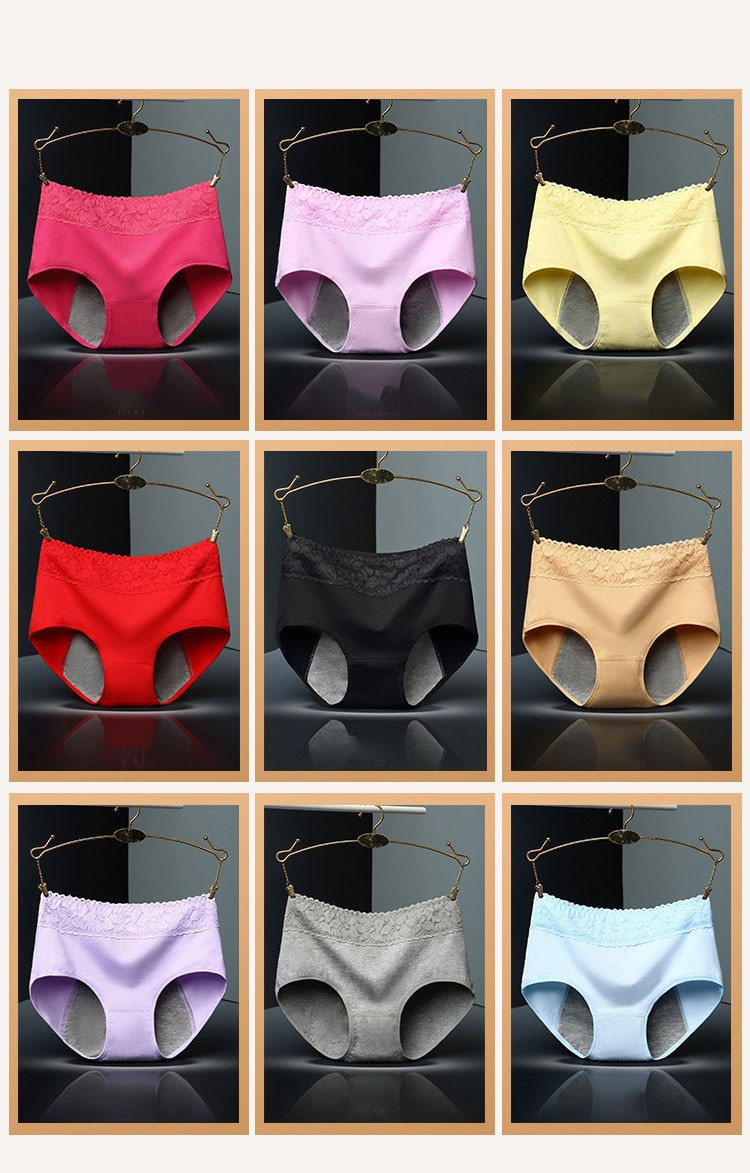 3 Womens Period Panties Solid Menstrual Briefs Stretch Brief Leakproof Underwear