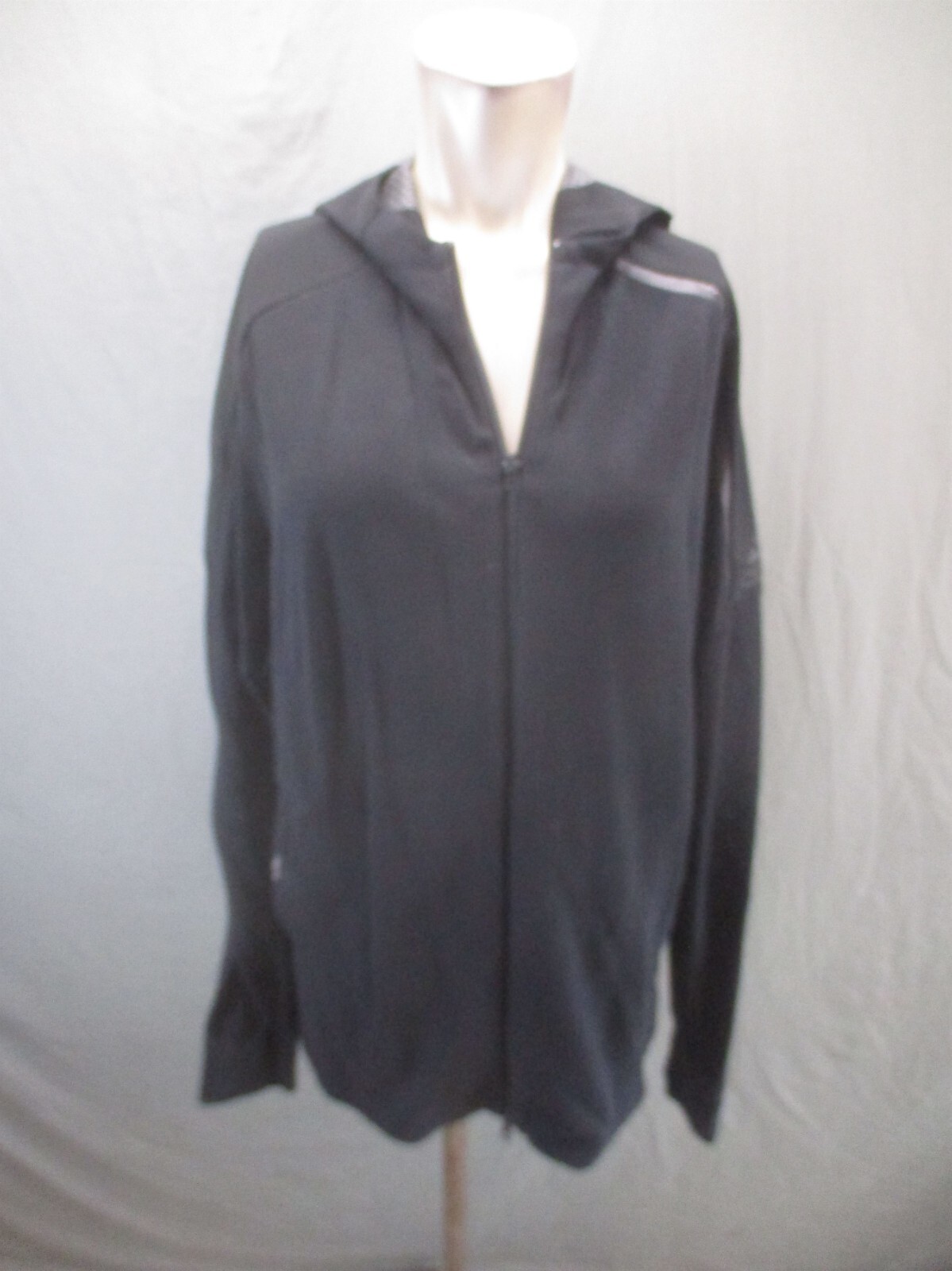 Adidas Size L Men Black Athletic Breathable Full Zip Training Running Hoodie 558