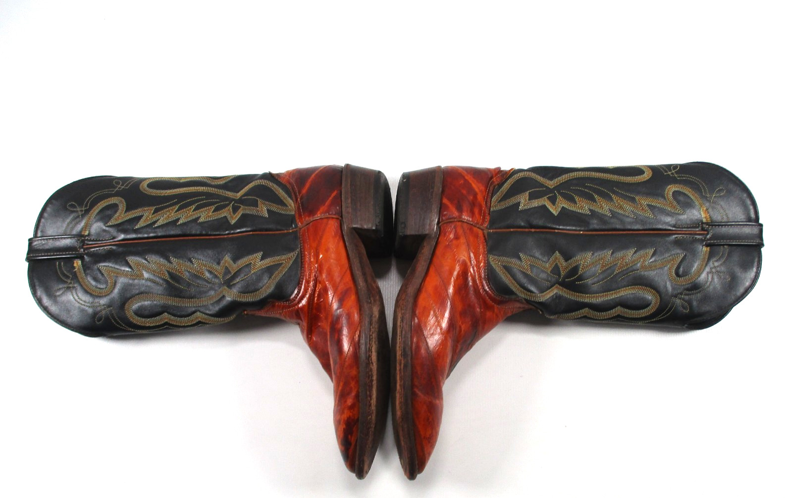 Vtg J. Chisholm Rare EXOTIC Leather Pattern Men’s Western Boots Sz 10 EE USA