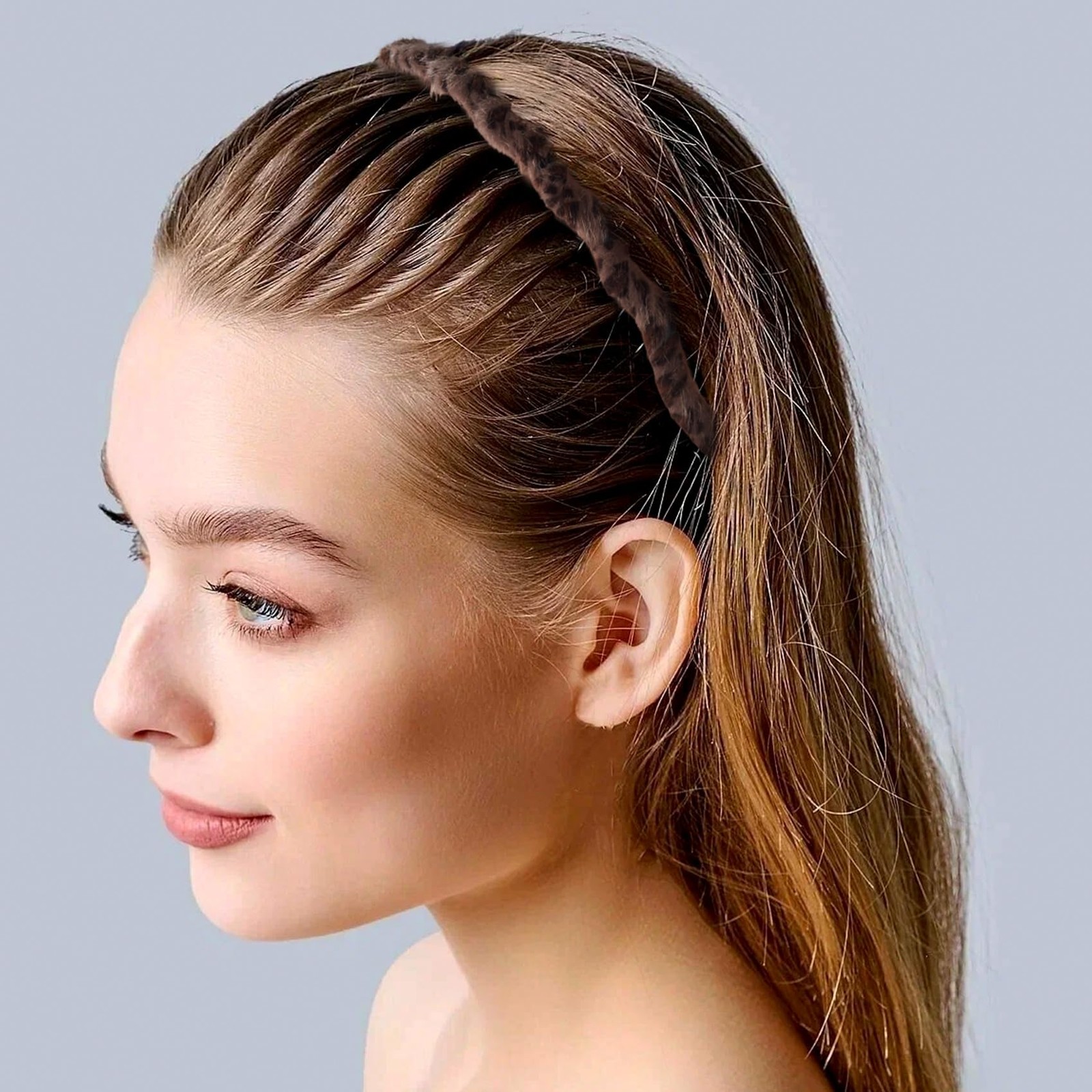 2 Pcs Leopard Headband With Teeth Comfort Comb Plastic Non Slip Hairband