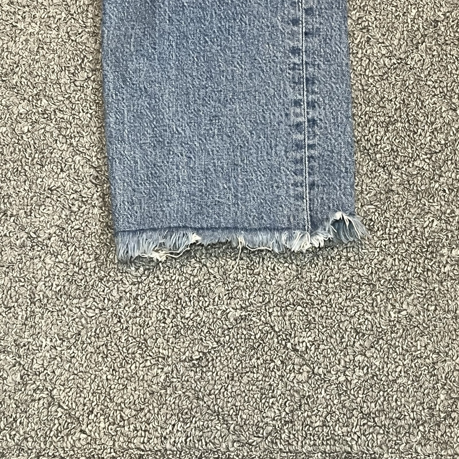 LOFT The Straight Crop Jeans Size 26/2 Blue Denim Distressed Fringe Frayed Hems