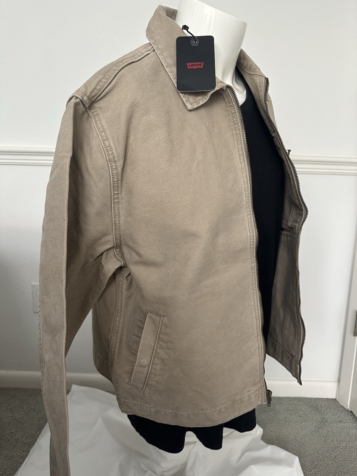 Levi’s Mechanics Full Zip Light WT Canvas Beige Tan Garage Jacket Medium