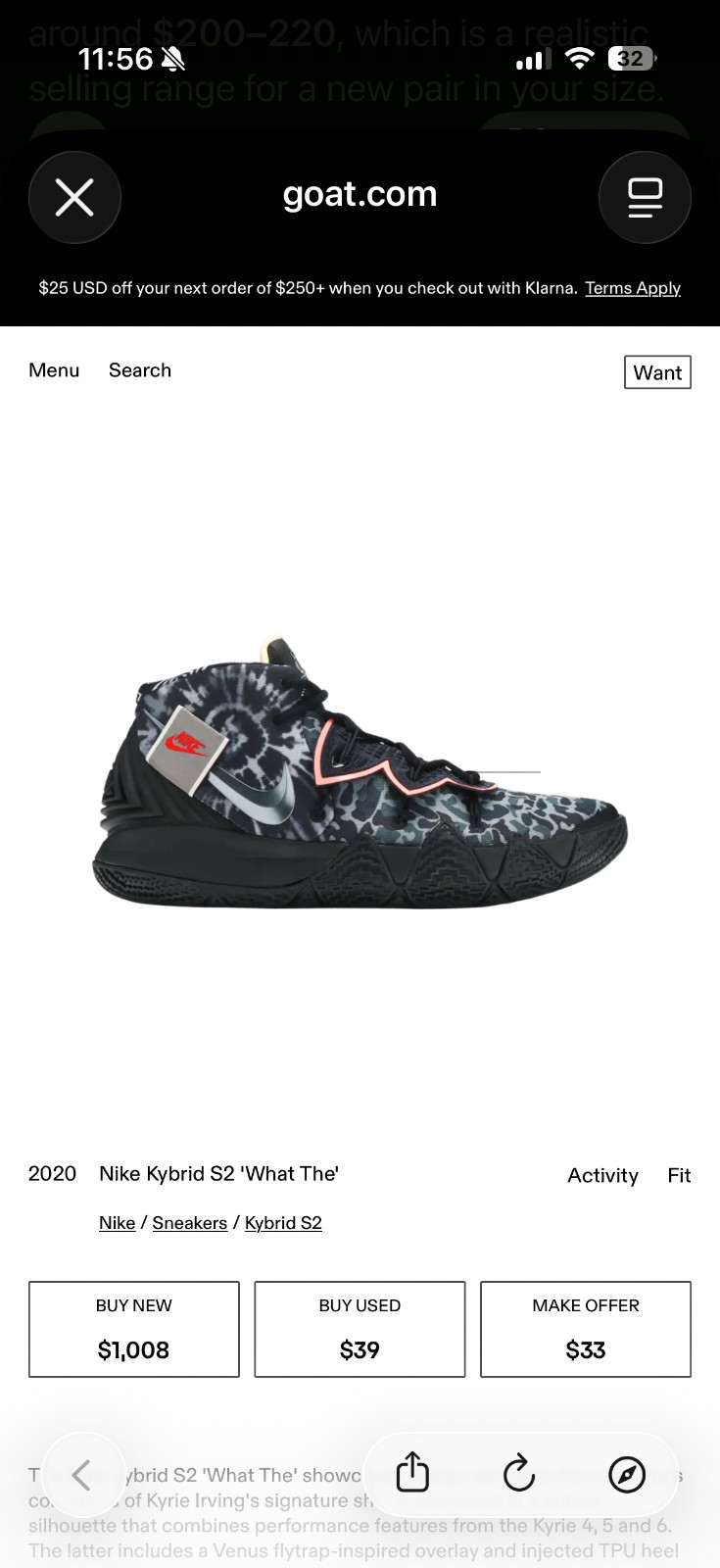 Size 11.5- Nike Kybrid S2 What The