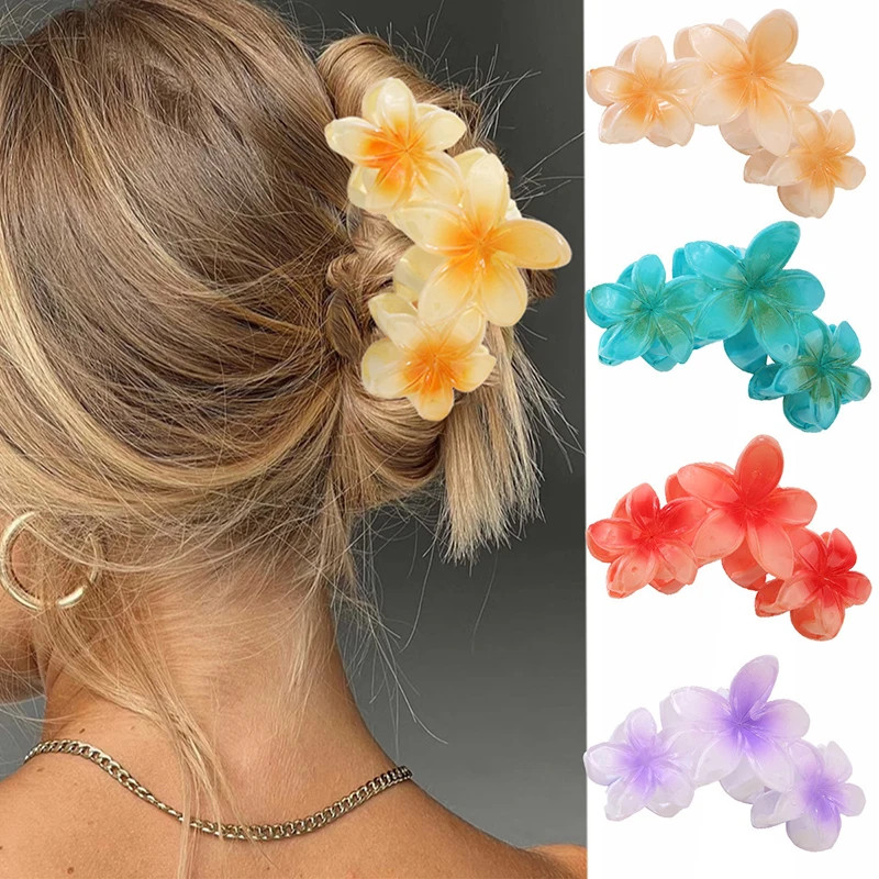Acrylic Flower Hair Claw Clip Gradient Egg Summer Beach Women Girls Accessories