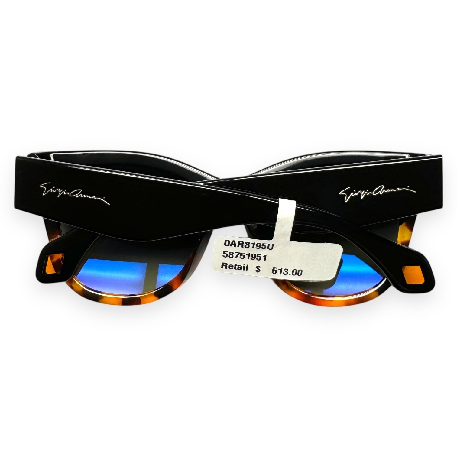 Giorgio Armani Sunglasses AR 8195U Polished Black Brown Yellow Havana w/case