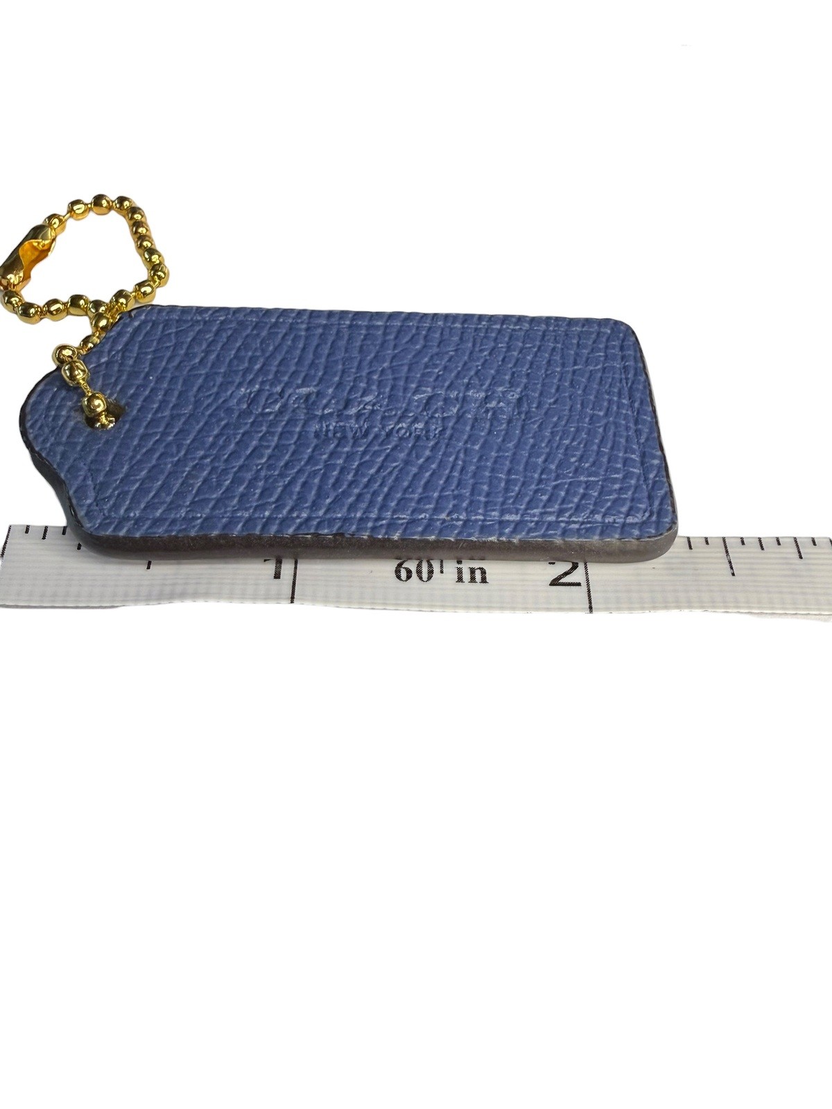 Coach Periwinkle Blue Pebbled Leather Hangtag Charm 2.25″