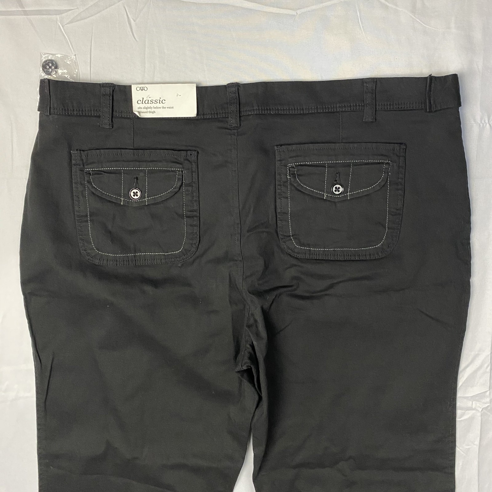 Cato Classic Womens 18 Black Pants Sits Below Waist Relaxed Thigh Cotton Stretch