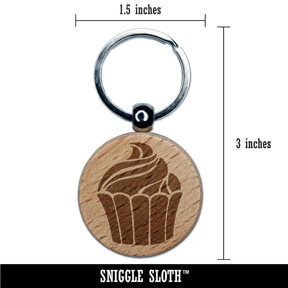 Yummy Sweet Cupcake Birthday Anniversary Celebration Engraved Wood Keychain