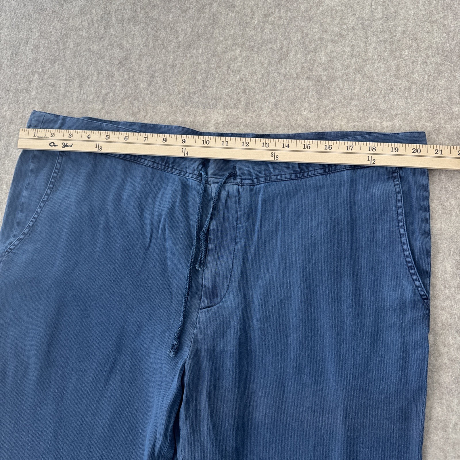 Haspel Corded Linen Blend Drawstring Trouser Blue Slim Fit Mens 36 New