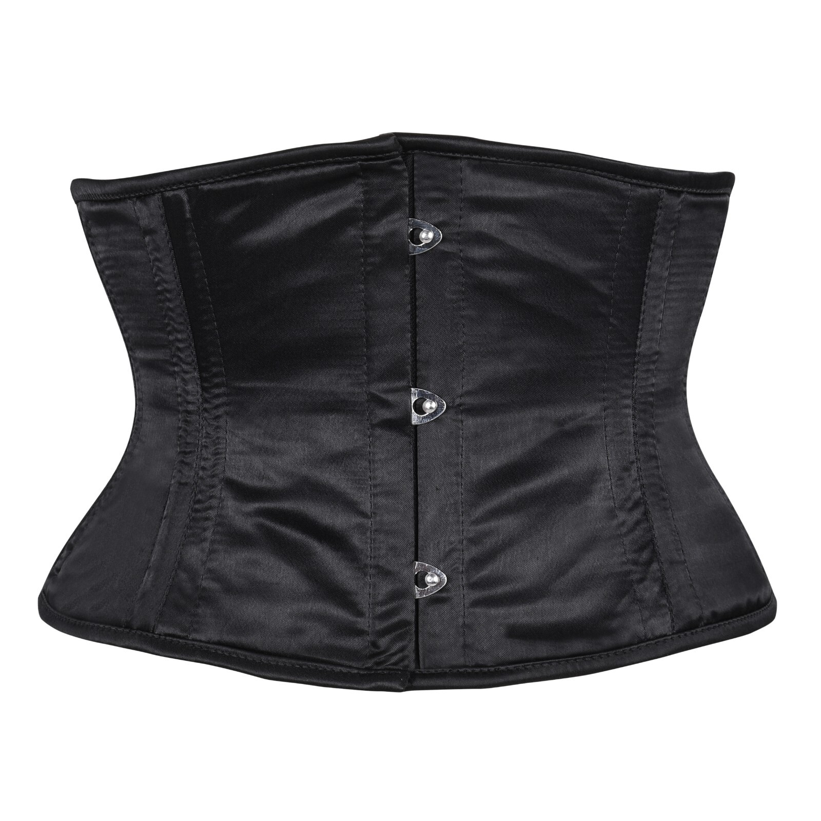 Heavy Duty Double Steel Boned Satin Waist Trainer Black Under bust Corset