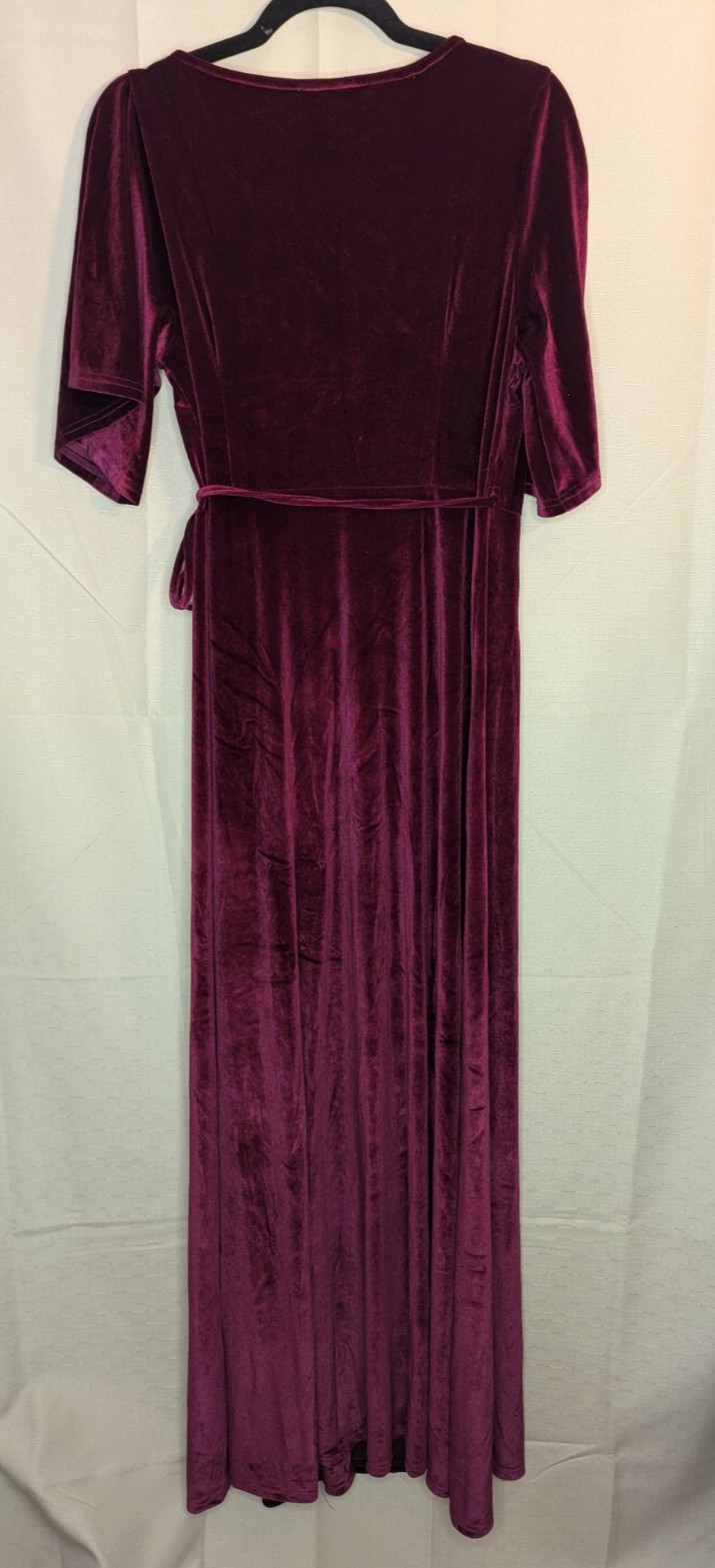 Baltic Born Size M Mulberry Velvet Short Flutter Sleeve Wrap Maxi Dress