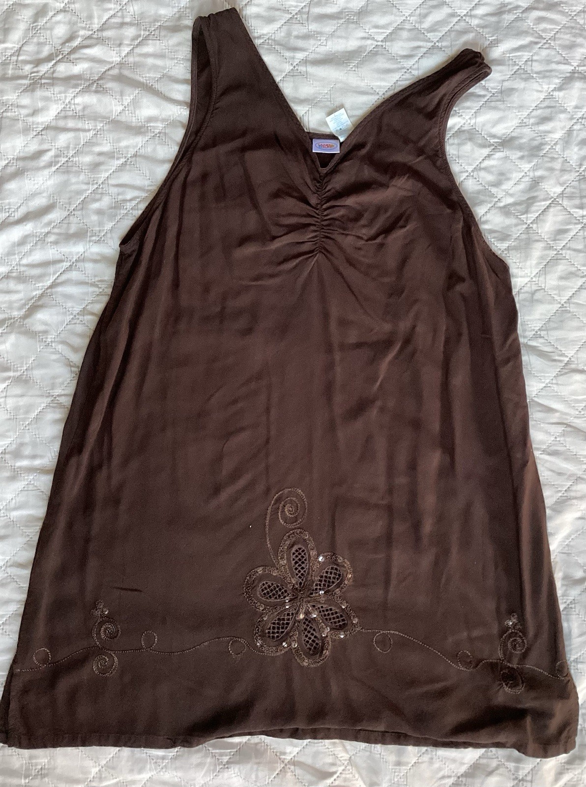 SAND N SUN Cover-Up Brown Embroidered Sequin Accents Dress Womens 2X