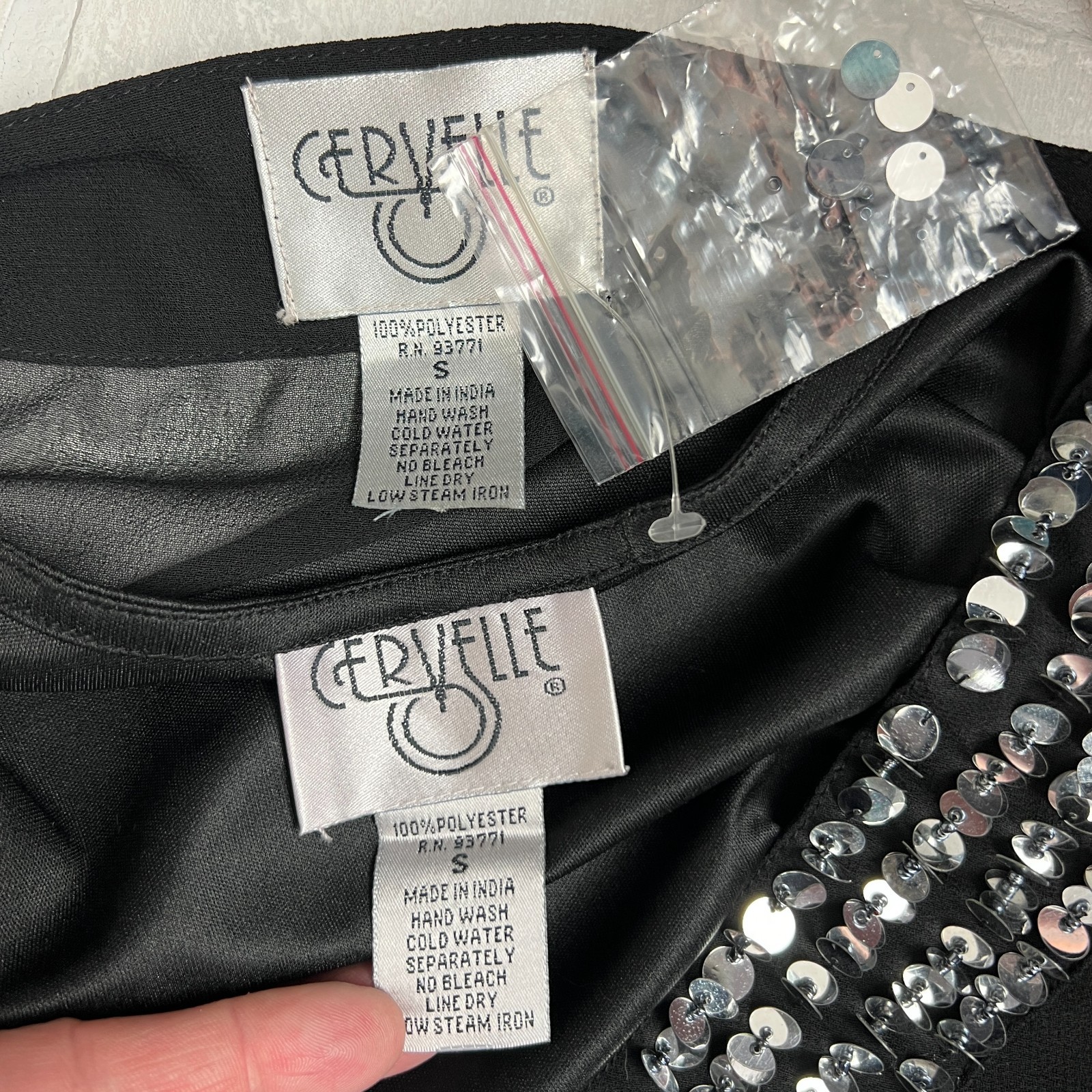 Cervelle Whimsigoth Tunic Top Womens Small Black Semi Sheer Sequin Trim Lined S