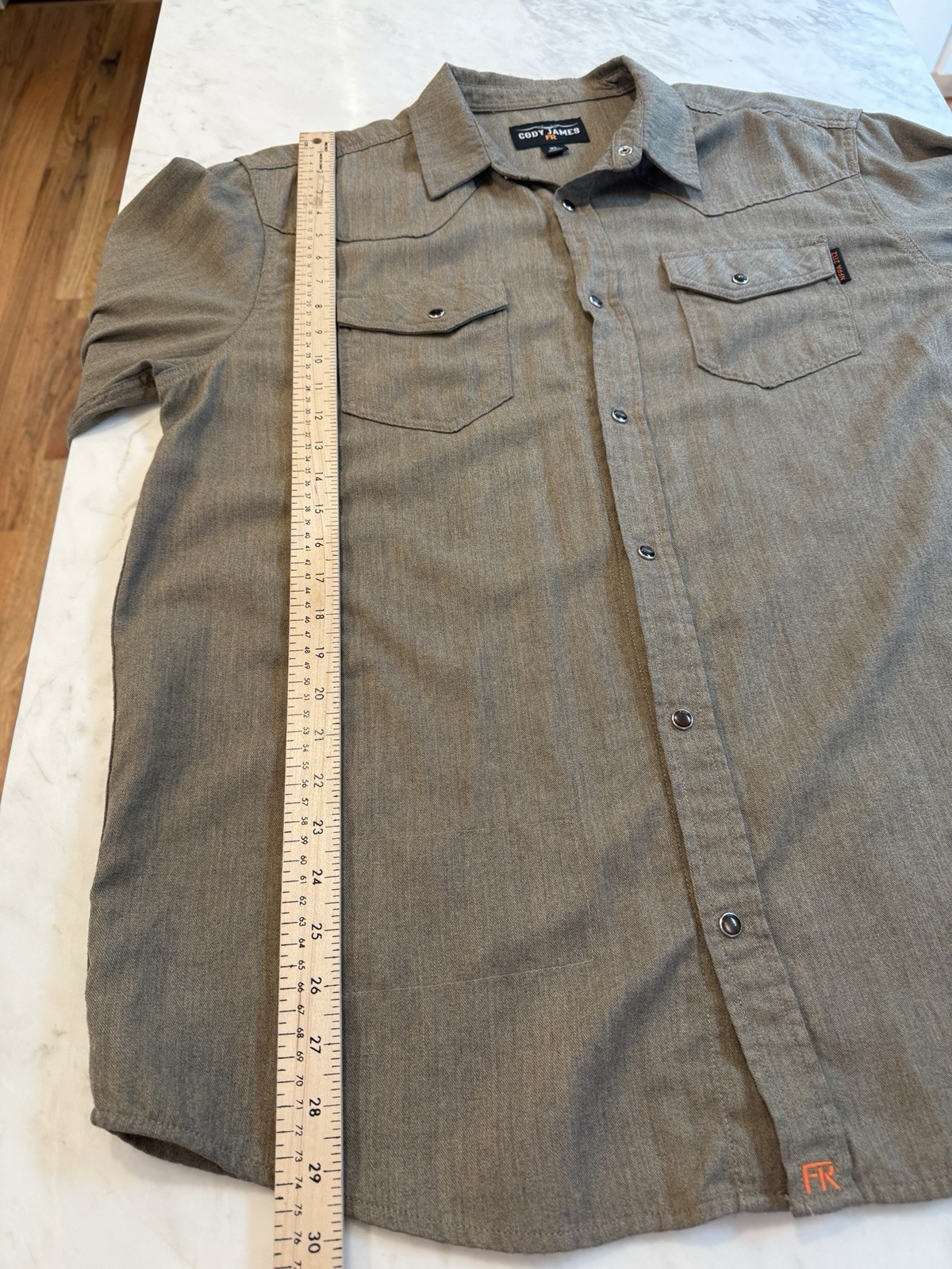 Cody James FR Men’s XL Flame Resistant Western Snap Work Shirt Beige 9.1 ATPV