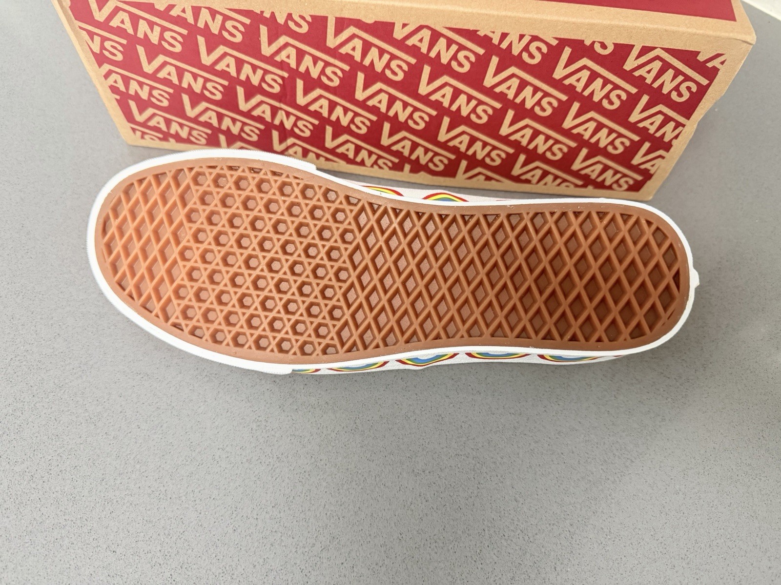 VANS Authentic Off-White Rainbow Sidewall Low Top Canvas Lace Up Sneaker size 10