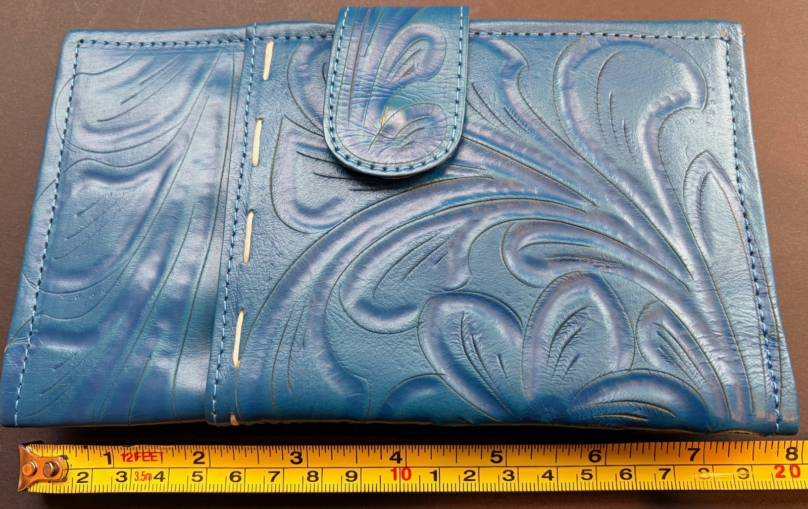 Ladies Blue Tooled Leather Wallet (NWT) Paraguay