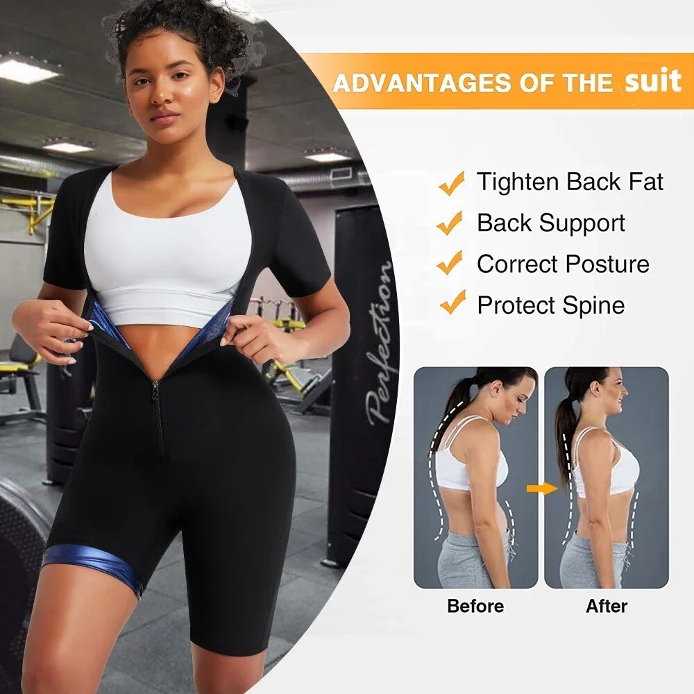 Women Body Shaper Sweat Sauna Suits Slimming Jumpsuit Sports Bodysuits Shapewear