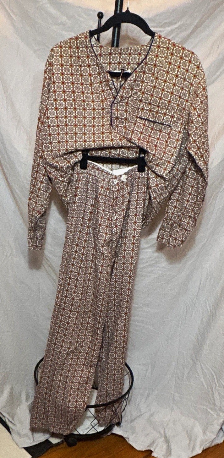 Vintage 1960s Melbourne Mens Pajama Set Paisley Geometric Sanforized MCM