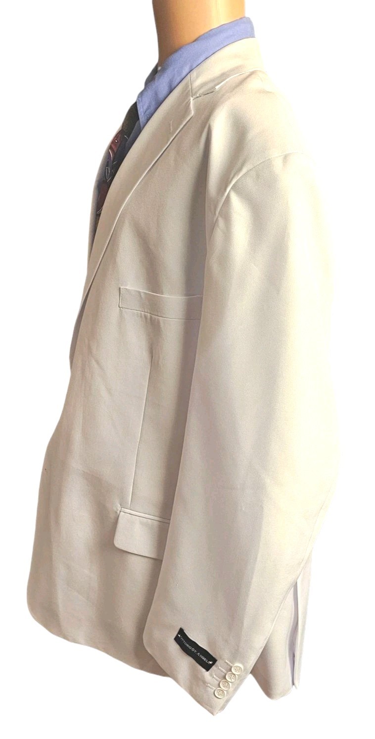 Vittorio St. Angelo White Suit Split Collar 2 Button 54R Pants 48×26 Formal NWT