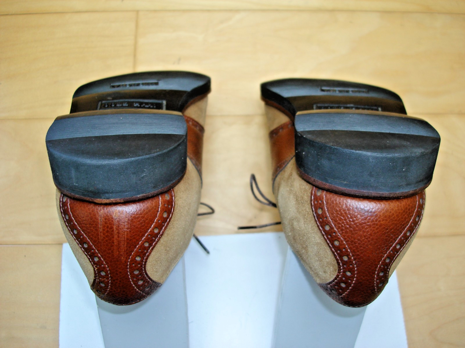 Men’s 8.5 D COLE HAAN Brown Suede Leather Saddle Oxford Shoes US MADE Vibram