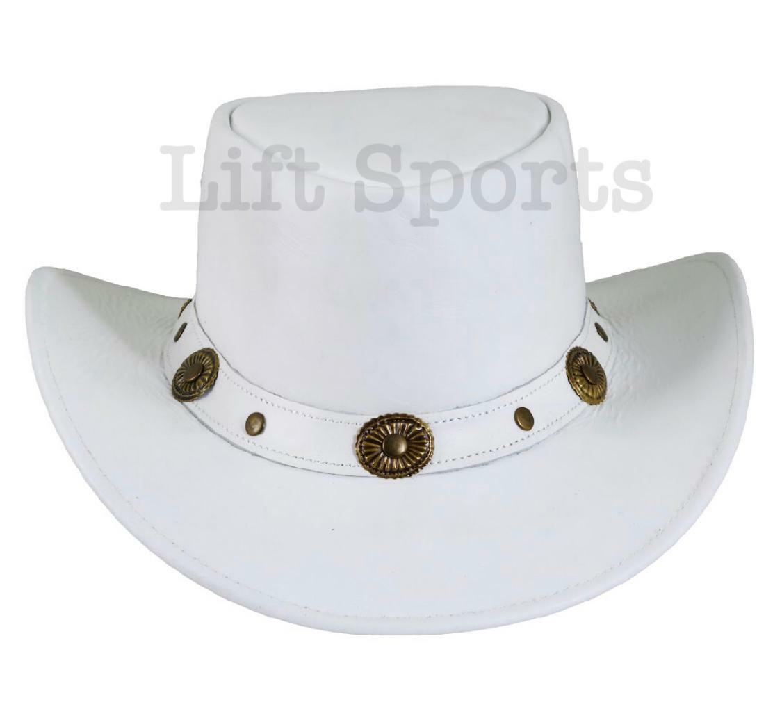 New Men’s White Stylish Cowboy Hat Western Original Genuine Cow Hide Leather