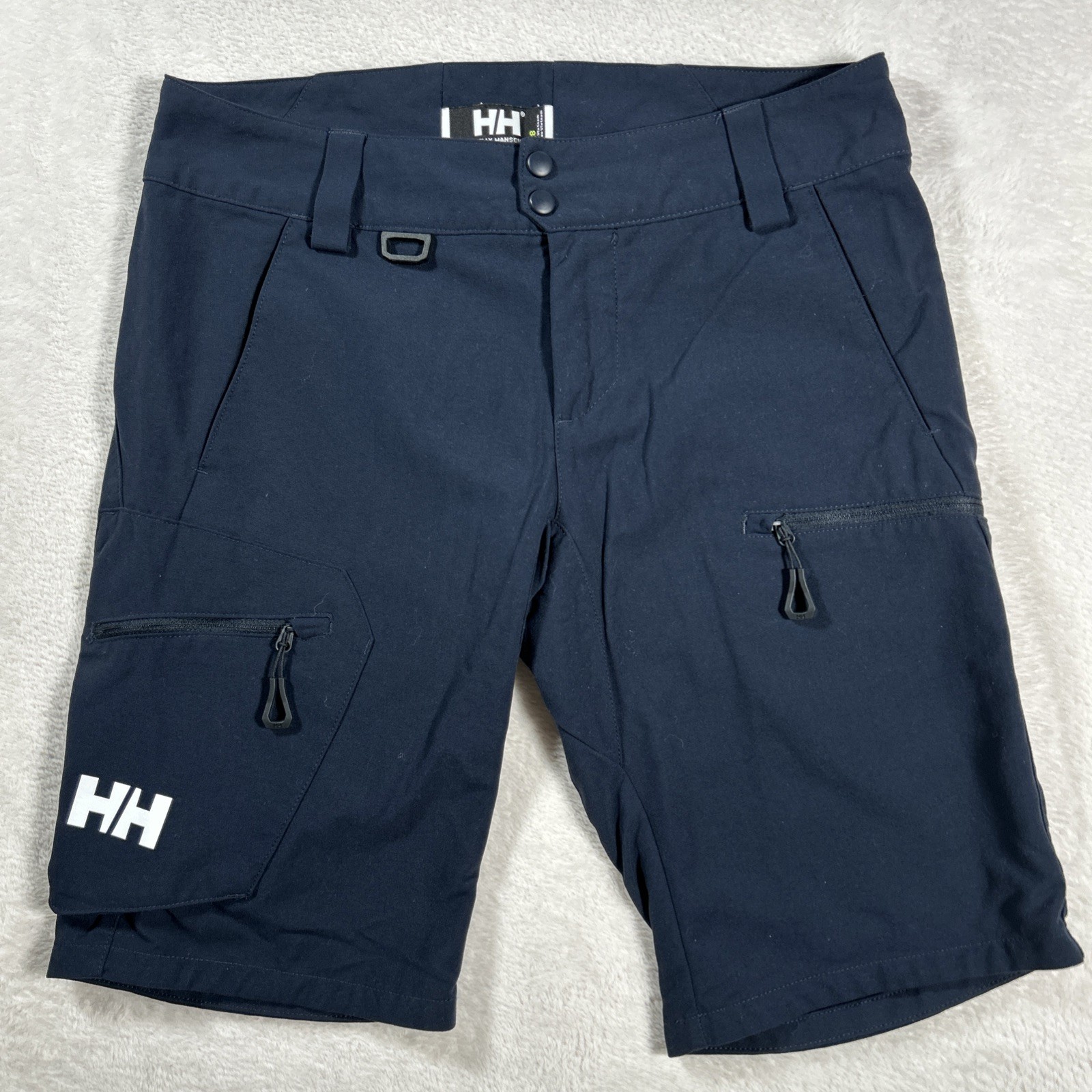 Helly Hansen Shorts Mens 28 Navy Blue Hiking Sailing Zip Pocket 100% Polyamide