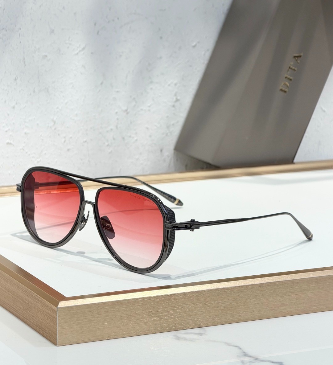 DITA Intracraft DTS188 Sunglasses 54-14-140 Gunmetal Frame Red Gradient Lens