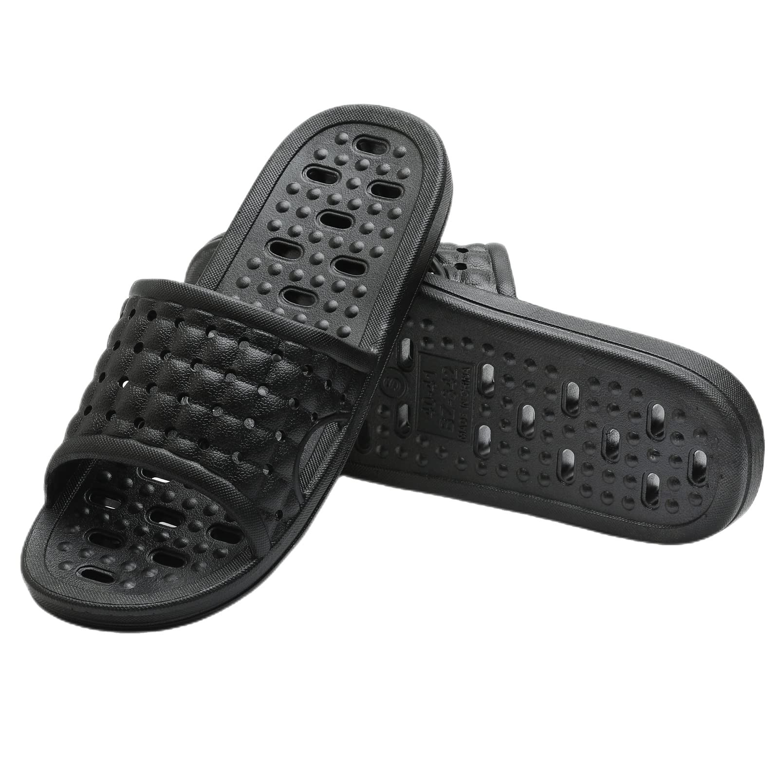 COZYAREA Shower Shoes Quick Dry Non-Slip 11-12 Women/10-11 Men, Black