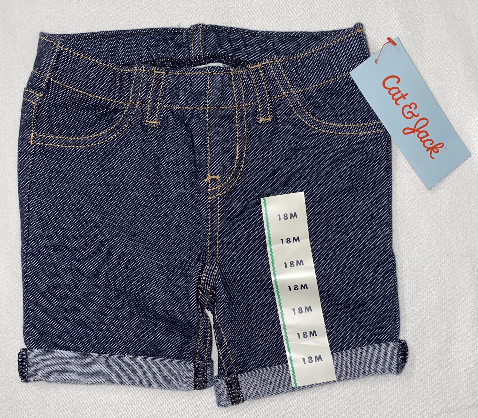 Cat & jack Toddler Girls’ Short jean Pull on Full Waistband Elastic Size 18M NEW