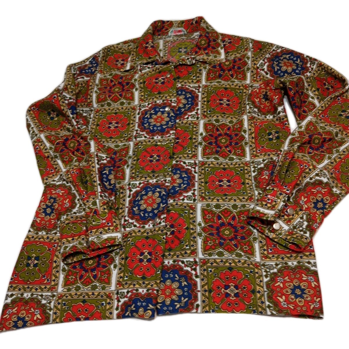 Vintage 70s Mod Floral Tapestry Button Front Shirt Women’s M Boho Retro Taiwan