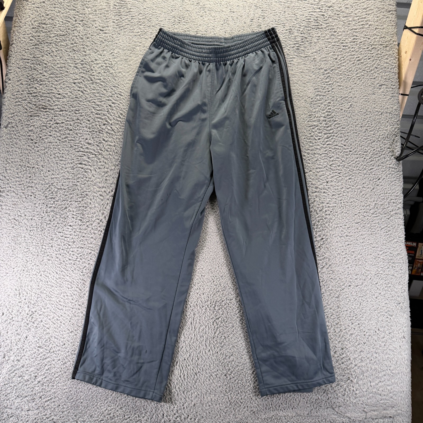 Adidas Pant Mens XL Gray Track Straight Leg Jogging Running Sports Performance