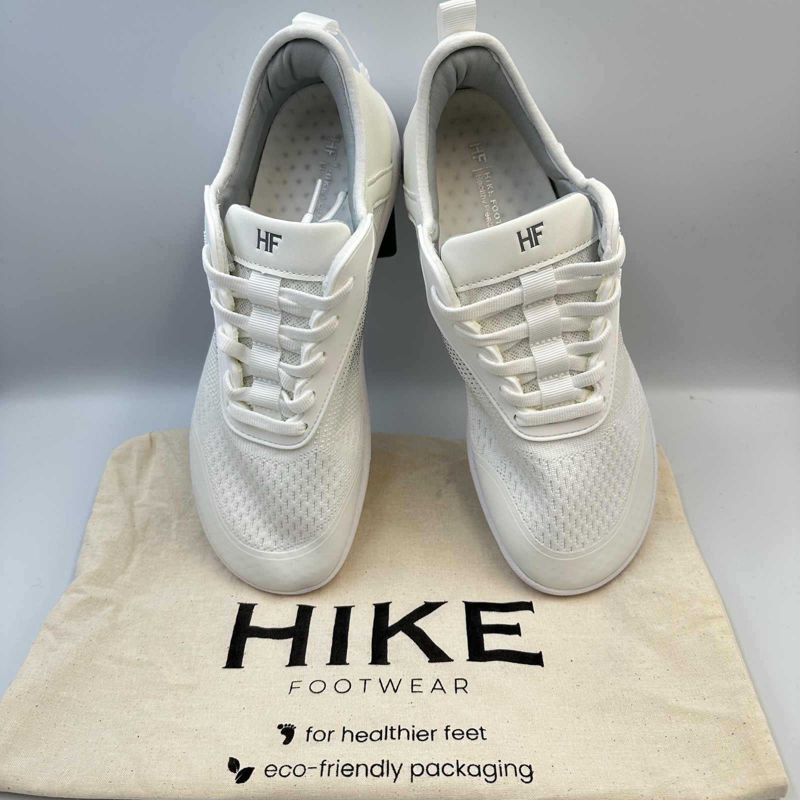 Hike Footwear HF Stride White Gray Sneaker EU 42 M 9-9.5 W 11-11.5 Ltwt Natural