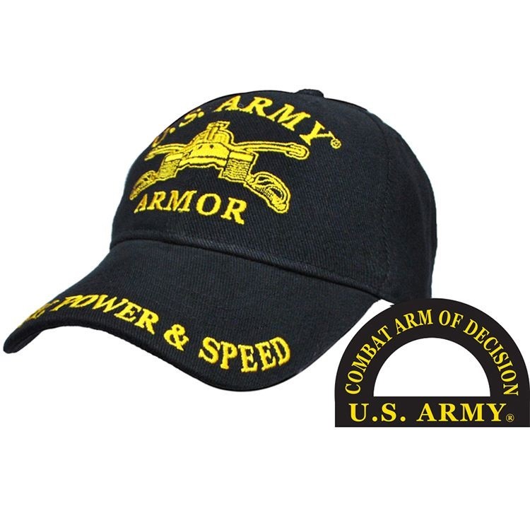 U.S. ARMY ARMOR TANK SABRES BLACK EMBROIDERED Cotton Hat Cap LICENSED
