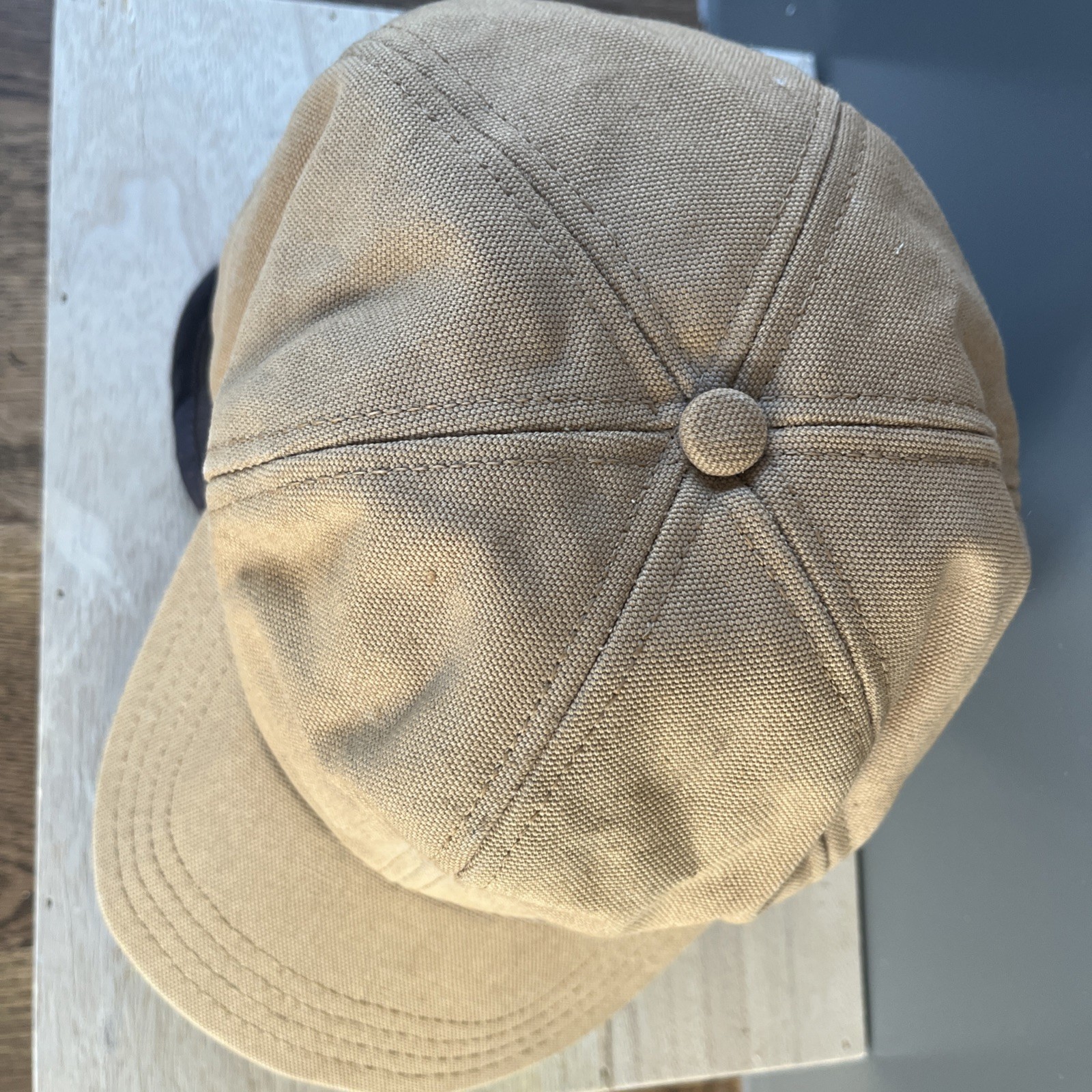 Vintage Duck Canvas Winter Ear Flap Hunting Hat Cap Brown Quilted Lined USA L