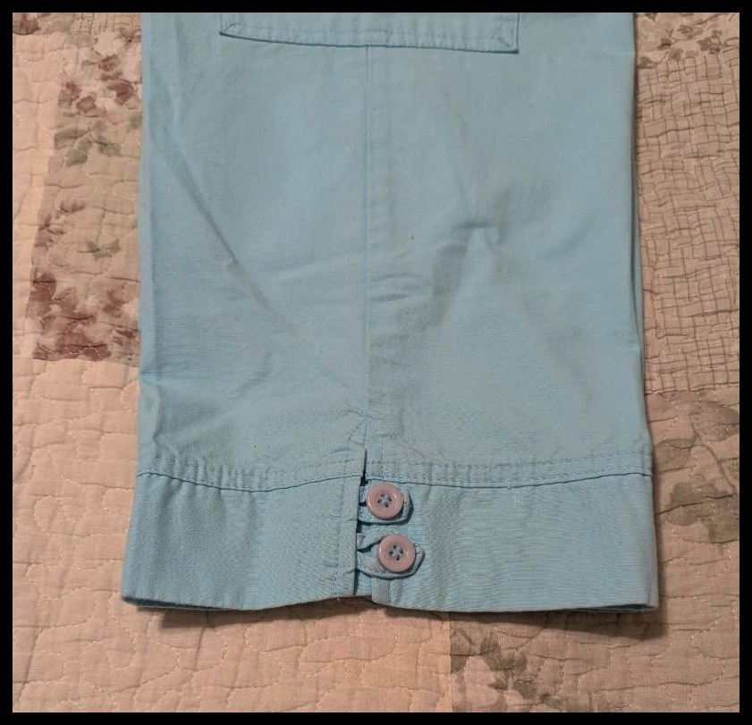 NEW Women’s Izod Light Aqua Blue Cotton Cargo Capri Pants Size 2 Waist 28″-30″