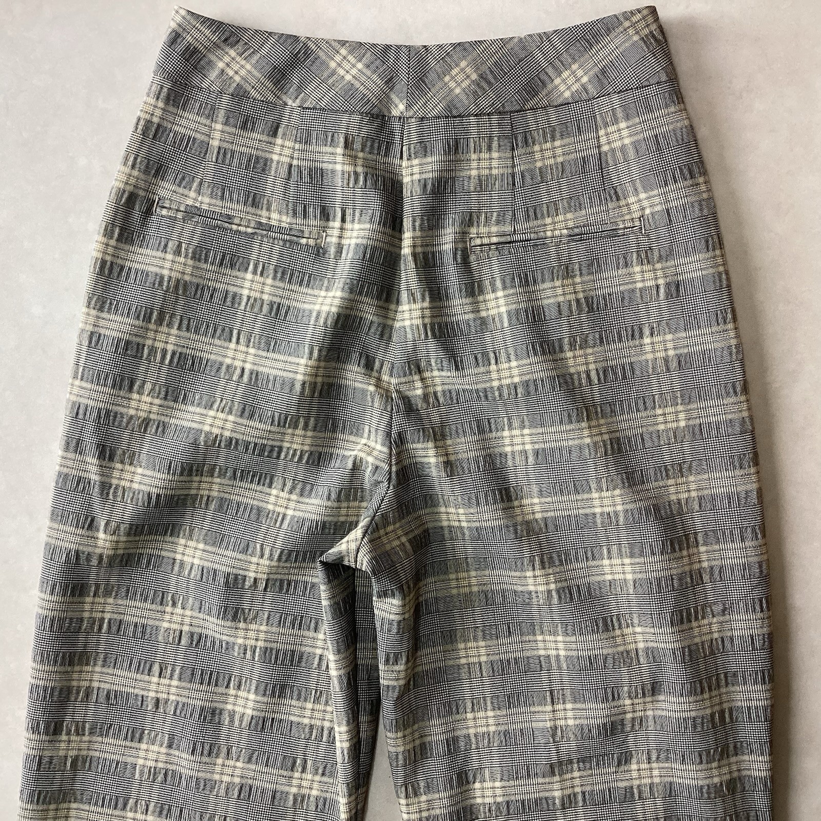BNWT LADIES M&S SLIM ANKLE MID RISE GREY CHECK TROUSERS SIZE 8 (410D)