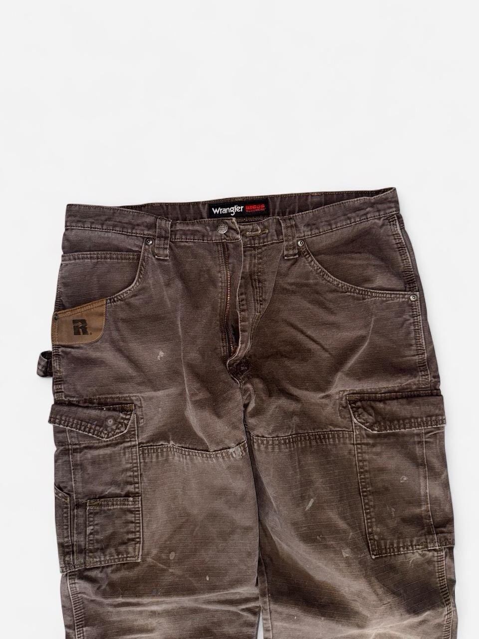 Wrangler Riggs Workwear Men’s Brown Canvas Cotton Cargo Work Pants 38×32 3W060DB