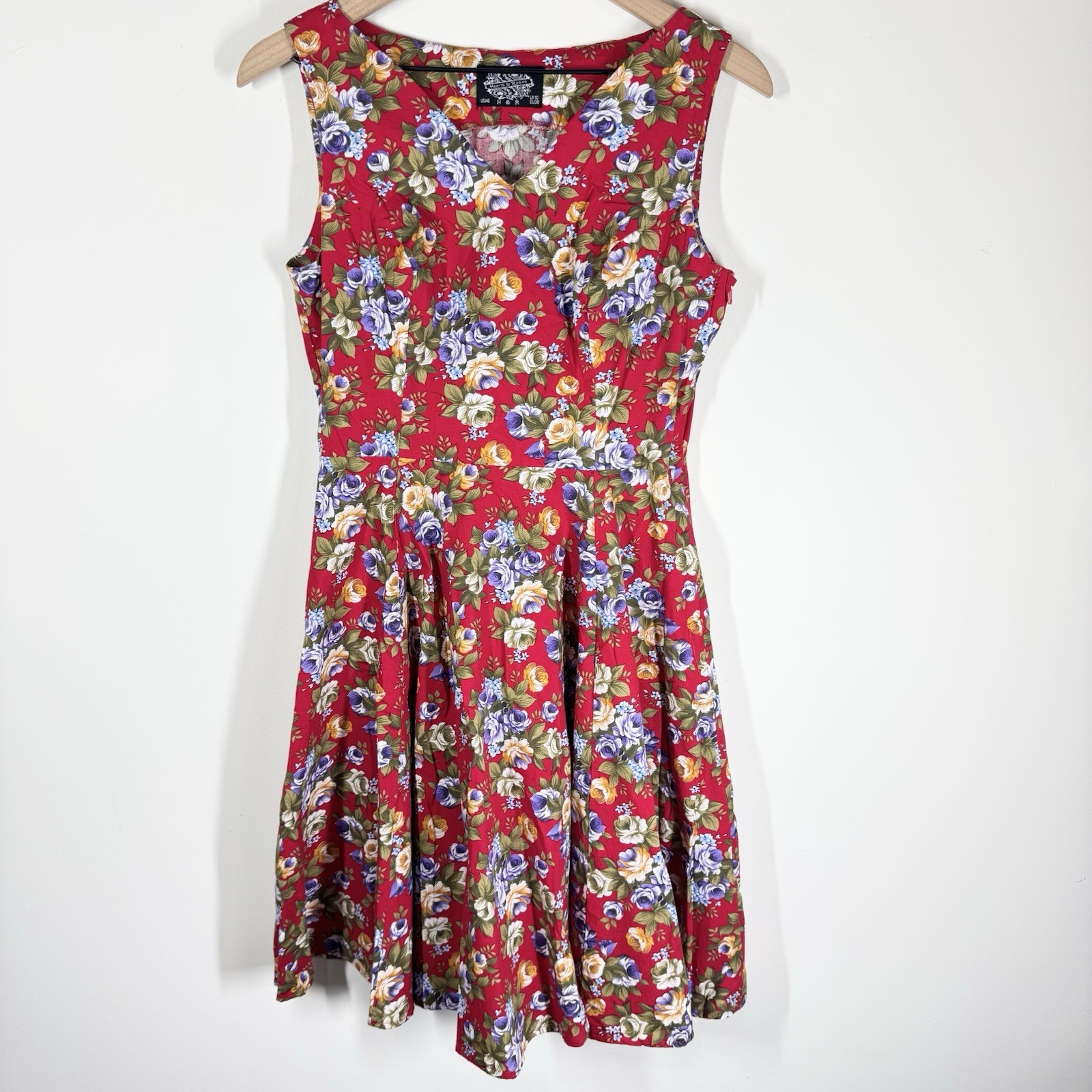 Hearts & Roses Rose Print Fit Flare Dress Size 6 Retro Alternative 50s Pin Up