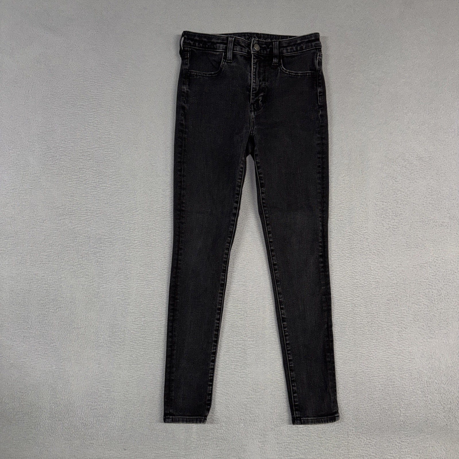 American Eagle Jeans Womens 4 Black Super Hi Rise Jegging Stretch Denim Preppy