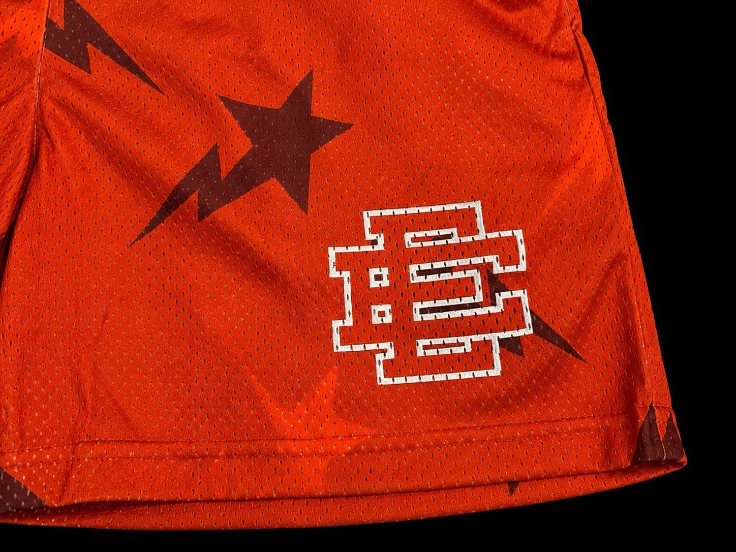 Eric Emanuel EE Lightning Star Mesh Shorts Red Black Size Medium New