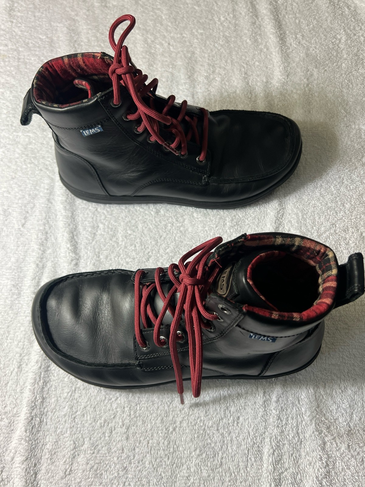 Lems Leather Boulder Boot Raven Black Flannel Lined Barefoot Mens