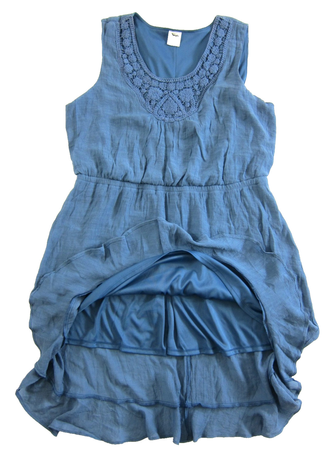 Wrangler Blue Rayon Crochet Sleeveless Ruffle Sheath Tank Sun Dress XL