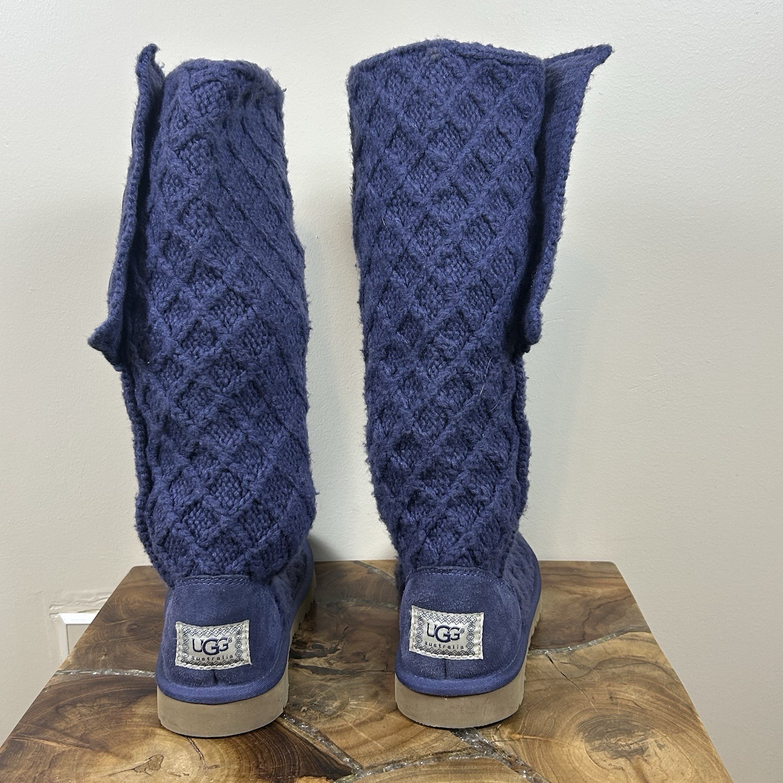 UGG Australia Cardy Purple Knit Button Boots Womens Size 7 Style 3066