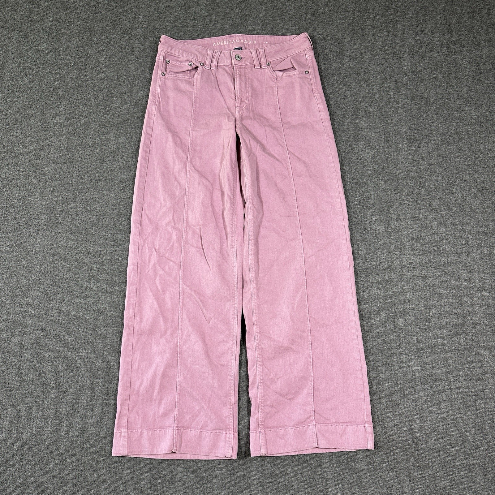 American Eagle Dreamy Drape Strigid Low-Rise Baggy Ultra-Wide Leg Jean Sz 4 Reg