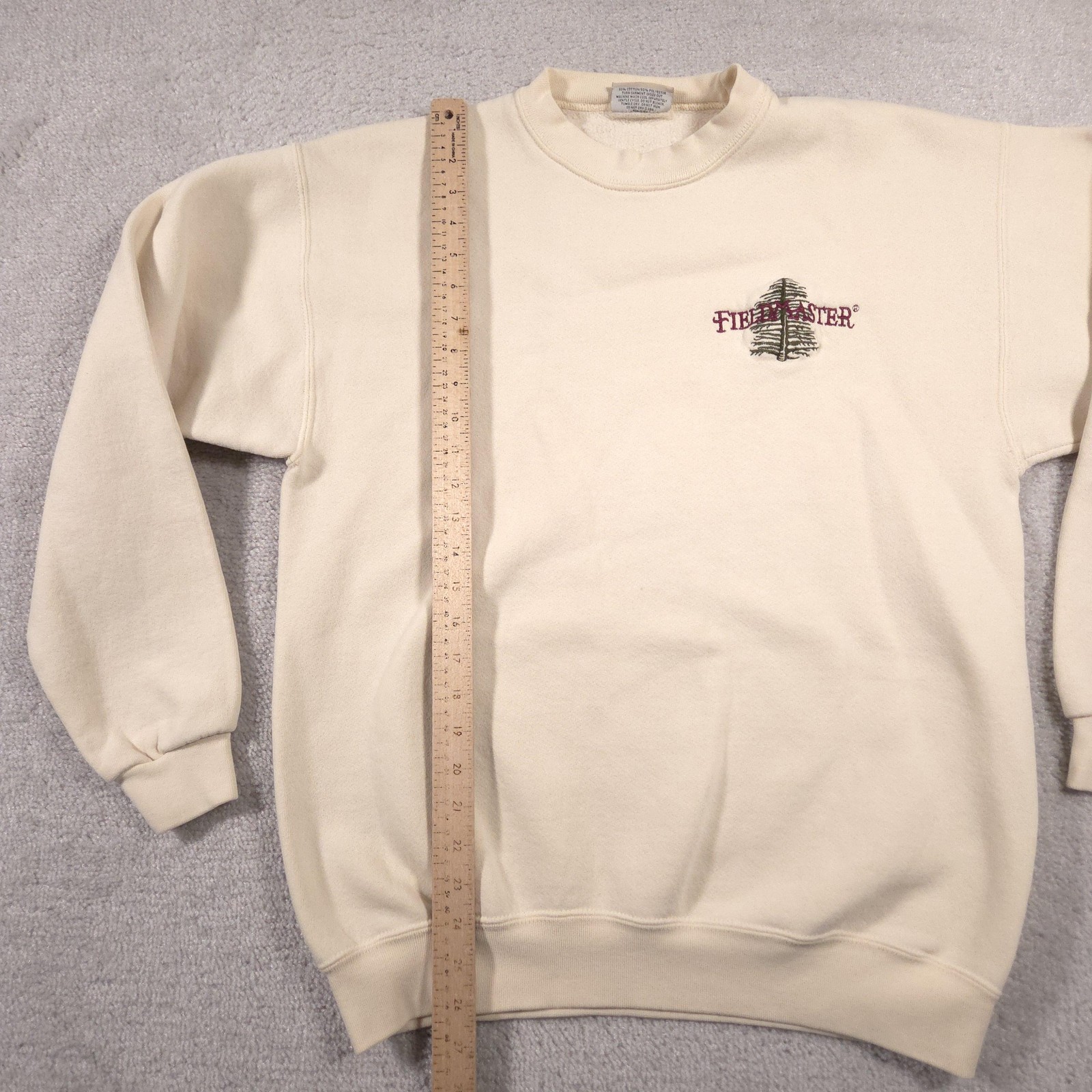 Fieldmaster Sweatshirt Mens Large Beige Pullover Fleece Crewneck Made USA 90s