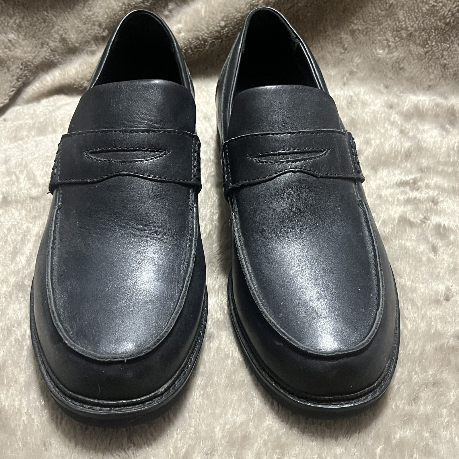 Apex Lexington Slip On Black Leather Comfort Loafers Shoes LT200M Mens11 Wide