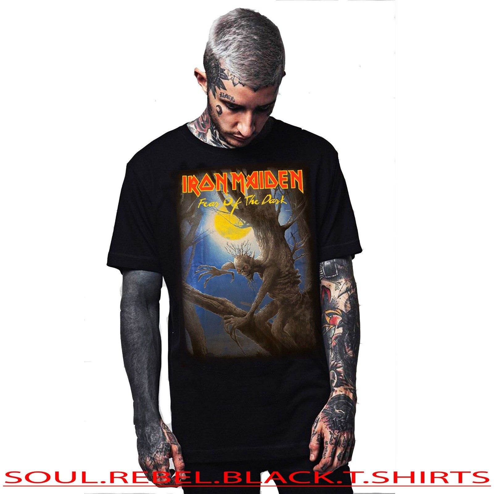 IRON MAIDEN FEAR OF THE DARK HARD ROCK BLACK T SHIRT MEN’S SIZES