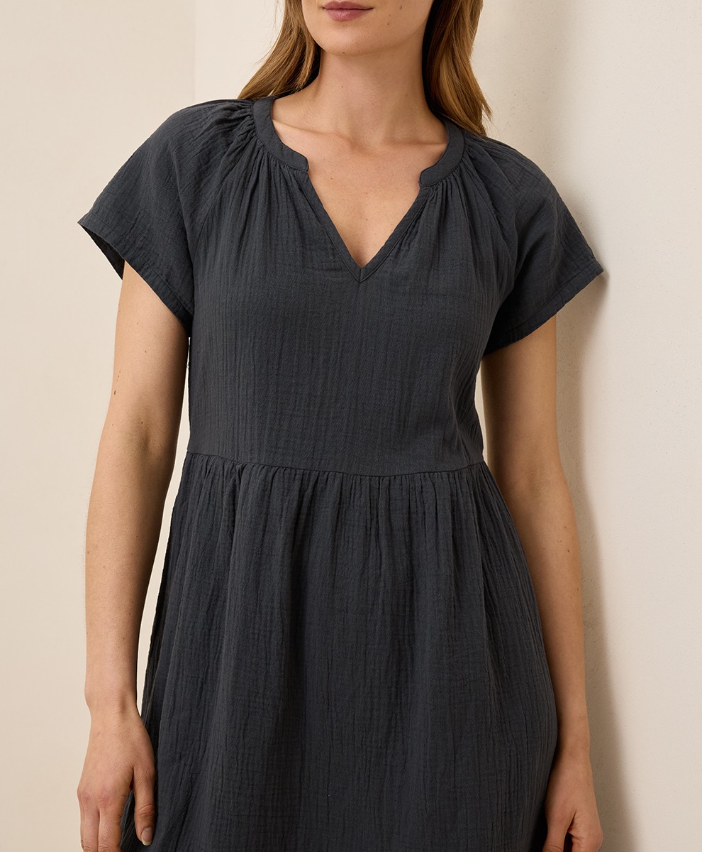 Pact Women’s Coastal Double Gauze Breezy Dress Black X-Large Comfortable Summer