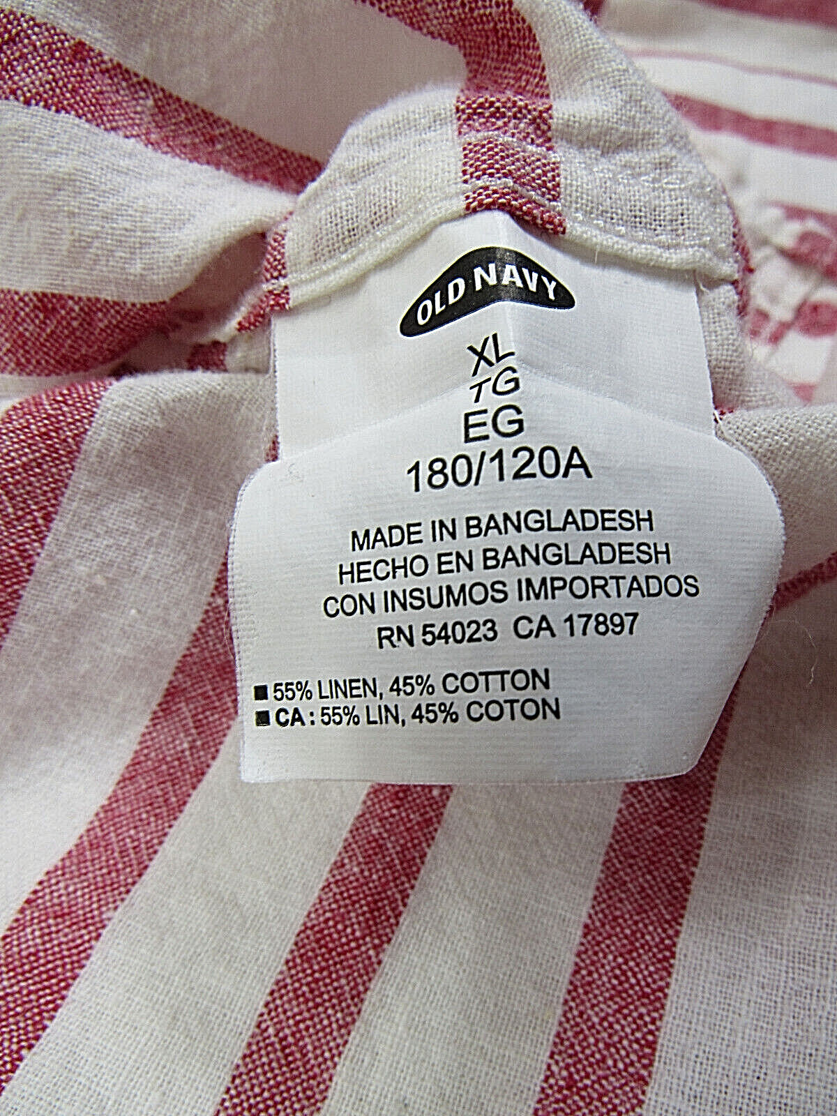 Old Navy XL [ 50in Chest 30L ] Button Up Striped Linen Blend Slim Fit