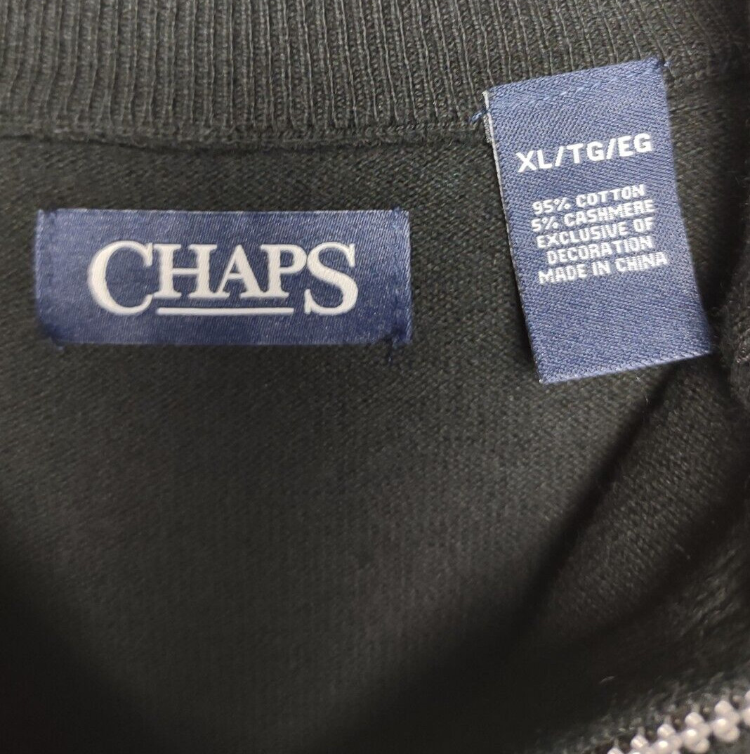 Chaps Pullover Zip Sweater XL Cotton Cashmere